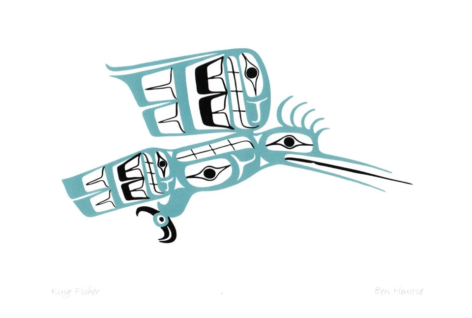 Tarjeta artística King Fisher Ben Houstie Nación Heiltsuk Nación Bella Bella Foto 1 de 1