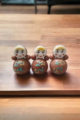 Set of 3 Soviet vintage Roly Poly doll, Nevalyashka, USSR toy, Nostalgic gift Foto 1 de 4