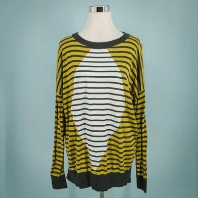 Suéter Planet by Lauren G Talla Única Bloque de Color Rayas Estampado Diamante Algodón Pima Foto 1 de 4