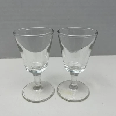 2 Vintage Stemmed Cordial Liqueur Glasses Clear Glass Set of 2 - Image 1 of 4