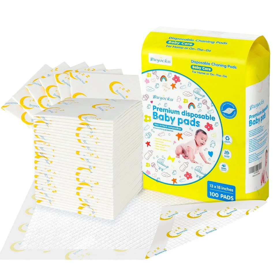 Baby Disposable Changing Pads 100 Count Incontinence Underpad Diaper Changing Li - Image 1 of 4