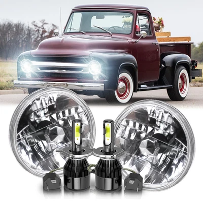 Пара 7-дюймовых светодиодных фар подходит для пикапа Ford F100 1953 1954 1955 1956 1957 - Изображение 1 из 4