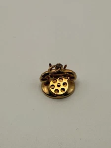Vintage 14K Solid Gold Rotary Telephone Charm Pendant 3.1g Mid-Century Retro - Picture 1 of 5