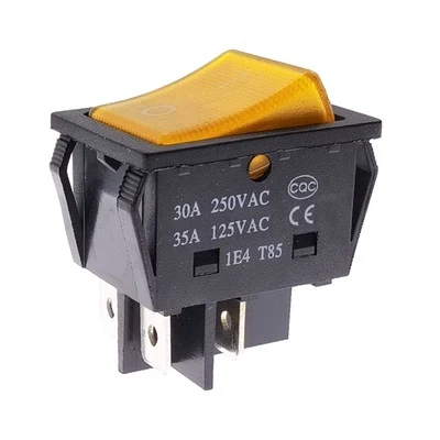 YOIILNZ 30A 250VAC/35A 125VAC KCD2 KCD4 Rocker Switch DPST 4 Pin Yellow Lighted 120V ...