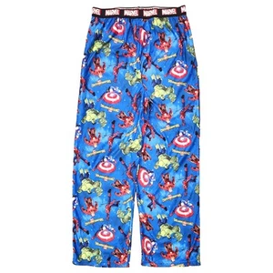 Marvel Comics Boys Blue Avengers Pajama Bottoms Hulk & Thor Sleep Pants XL 14-16 - Picture 1 of 2