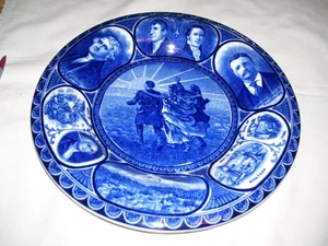Antique Flow Blue (Rowland Marsellus) England 1905 Lewis & Clark Souvenir Plate - Picture 1 of 4