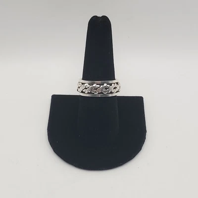 925 Sterling Silver Twisted Rope Spinner Worry Ring Unisex 8.3mm Band Size 8.75 - Image 1 of 4