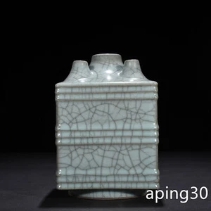 8" Antique Song dynasty Porcelain guan kiln cyan glaze Ice crack Five holes vase - Picture 1 of 6