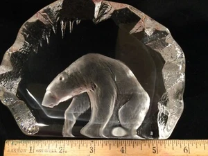 Mats Jonasson Signature Collection Lead Crystal Art Glass Polar Bear Lg - Picture 1 of 9