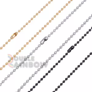 Collana perline a sfera C21 20-30" Uomo acciaio inox oro argento placcato nero - Foto 1 di 10