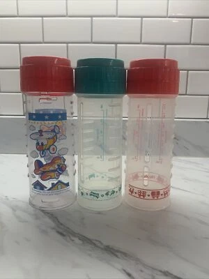 Lote De Colección De 3 Botellas Playtex Drop In Años 90 Rojo/Verde/Aviones Sin Pezones Foto 1 de 2