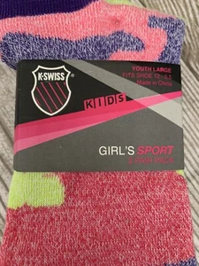 Youth K Swiss Girls Sport Socks Size 12-5.5 2 Pair - Picture 1 of 3