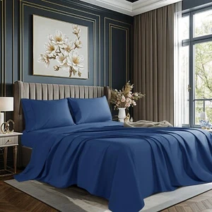100% Cotton California King Sheet Set 1000 Thread Count Bedding Set Bed Sheet... - Picture 1 of 6