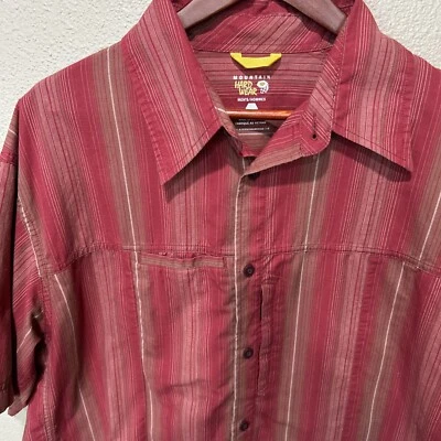 Camisa MOUNTAIN HARDWEAR Para Hombre XLarge Borgoña Rayas Manga Corta Abotonada Foto 1 de 4