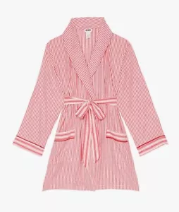 Victoria's VICTORIA Secret RED striped stripe Valentine's Day Holiday ROBE M L - Picture 1 of 3