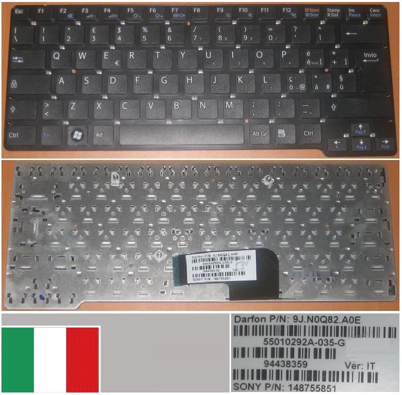 Tastiera qwerty Italiana SONY Vgn-Cw 55010292A-035-G 9J.N0Q82.A0E 148755851 Nero - Immagine 1 di 1