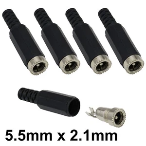 Paquete de 5 conectores DC 5,5m x 2,1mm hembra hágalo usted mismo enchufe de alimentación - Imagen 1 de 4