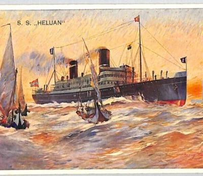 AUSTRIA-HUNGARY MARITIME Art ADVERT Postcard ÖSTERREICHER LLOYD *SS HELUAN* PF87 - Image 1 of 4