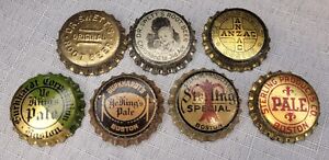7 Pre Prohibition Dr. Swett's Rootbeer Vintage Metal Corked Burkhardt Beer Caps