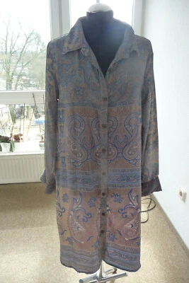 LUNA LLENA Kleid, Gr. 44, knielang, blau/braun, Paisley, Poly-/Seide-Mischung - Bild 1 von 4