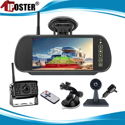 Wireless 7" Quad Mirror Monitor DVR Backup Camera for Truck Caravan Reversing - image 1 of 4