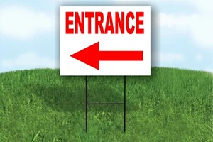ENTRANCE LEFT ARROW RED PARKING LOT Yard Sign ROAD SIGN with stand - Picture 1 of 3