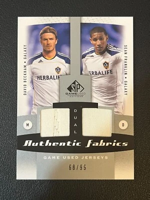 David Beckham Sean Franklin 2011 SPGU Soccer Authentic Fabrics Dual /99 Galaxy - Image 1 of 2