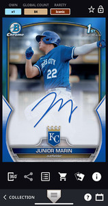 [DIGITAL] Junior Marin 2023 Topps BUNT Bowman Chrome Blue Sig 1st ICONIC /150 KC