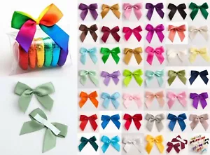Satin Bows 5cm Self Adhesive Ribbon Pre Tied Large Bow Wide Gift Craft Stick On - Picture 1 of 78
