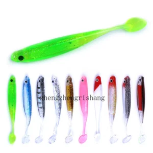 10pcs Soft Plastic Lure Bass Grubs T-Tailed Fishing Worm Bait Artificial Tackle - Picture 1 of 9