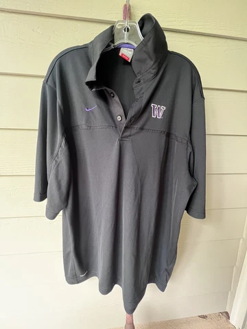 Washington Huskies Shirt XL Black Nike FITDRY Polo Short Sleeve Pull Over unisex Cover
