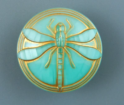COLORFUL CZECH GLASS BUTTON - DRAGONFLY - Image 1 of 4