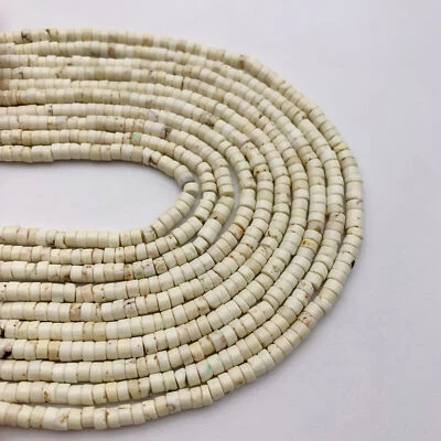 Cuentas de discos Heishi turquesa blanca 2x3 mm 2x4 mm 3x6 mm 3x8 mm 3x10 mm 15,5" filamento Foto 1 de 3