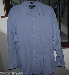 RALPH LAUREN Men's 18 - 34/35 L/S "Andrew" Shirt -Blue and White Check/Plaid - Picture 1 of 5