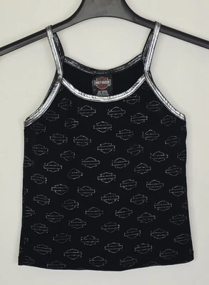 Harley Davidson женщин винтажный Майка размер M США черный серебро - Изображение 1 из 4