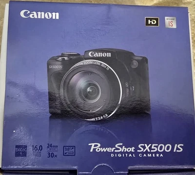 Open Box - Canon PowerShot SX500 IS 16.0 MP Camera - BLACK - 013803156881 - Image 1 of 4
