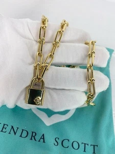KENDRA SCOTT Jess Lock Chain Necklace in Gold Tone - Picture 1 of 11