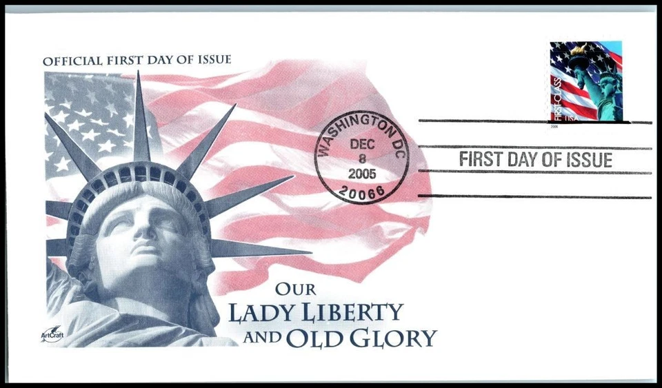 Bandera y Estatua Libertad 2005 Sc 3965 sin denominación WAG 39c FDC con ArtCraft Foto 1 de 1