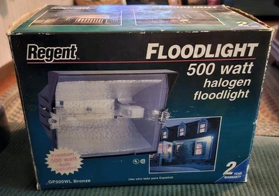 Regent 500 Watt Halogen Floodlight w/ Bronze Finish Metal Housing GP500WL - Image 1 of 4