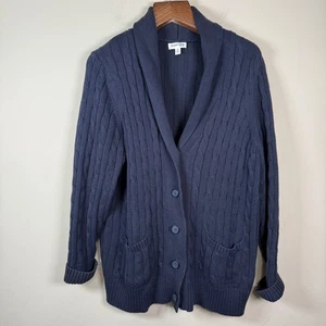 St John's Bay 100 % Baumwolle marineblau Zopfmuster Cardigan Academia adrett 1X - Bild 1 von 9