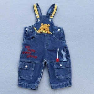 Vintage Pooh 100 Acre Collection Denim Overalls. Size 6-9 Months Winnie The Pooh - Picture 1 of 8