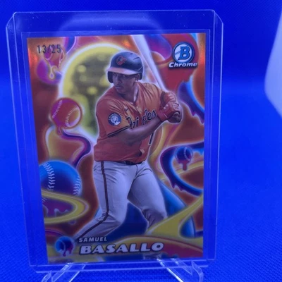 2025 Bowman Chrome Samuel Basallo Melt Mashers Orange Refractor #/25 Orioles - Image 1 of 3