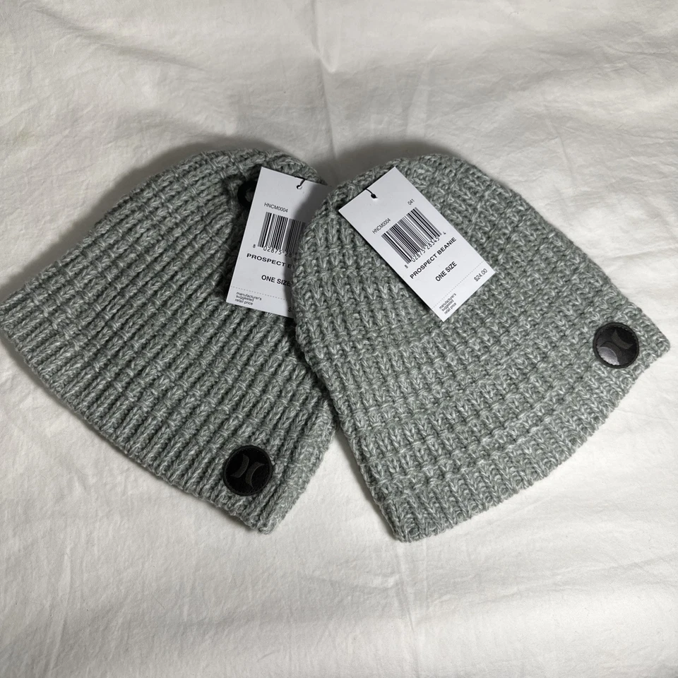 Hurley Prospect Beanie Gray Waffle Winter Hat Acrylic Snow Hiking