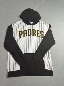 SAN DIEGO PADRES Hoodie Adult Large Brown Gold Pin Stripe T Shirt Promo MLB - Picture 1 of 3