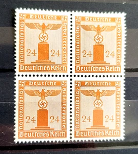 1942 German Block of 4 Stamps Officials - EAGLE ON THE BASE 24 rpf MNH /1007 - Picture 1 of 1