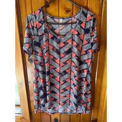 Top túnica mujer LuLaRoe Irma estampado geométrico rosa azul XL extra grande Foto 1 de 3