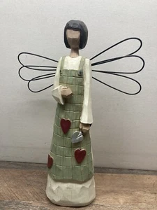 Engel Statue / Figur mit Kelle - 16 cm, Resin - geschnitzt Holzoptik - Bild 1 von 6