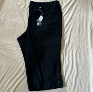 ELOQUII Elements Pantalone donna svasato gamba larga nero taglia 28 rialzato basic - Foto 1 di 9