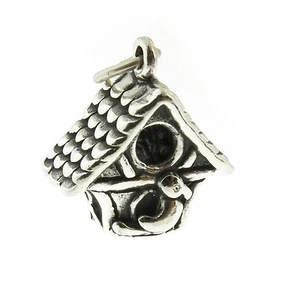 925 Sterling Silver Bird House Charm Made in USA - Picture 1 of 2