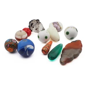 Lot (12) Tschechische Vintage Lampwork geformte Glasperlen Kopfnadel Perlen - Bild 1 von 3